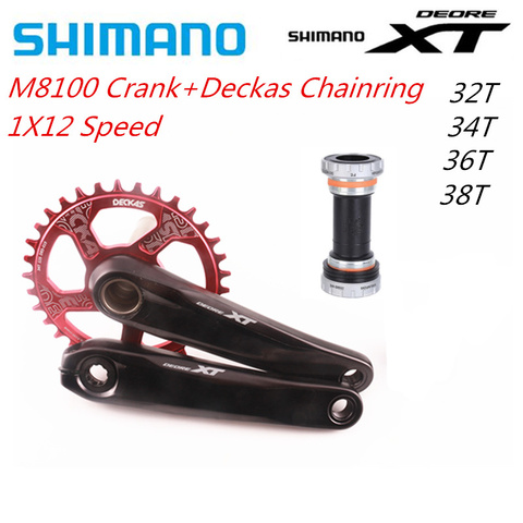 Горный велосипед SHIMANO XT M8100 12s MTB, кривошипная система, велосипедный велосипед 1x12, скорость 170 мм 175 мм Deckas 32T 34T 36T 38T BB52, нижний кронштейн ► Фото 1/6