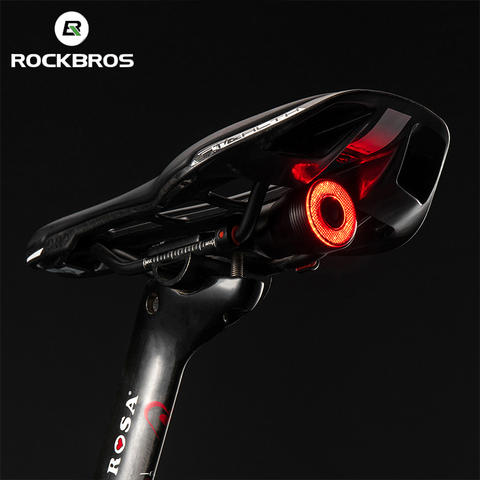 ROCKBROS Интеллектуальный велосипедный фонарь, предупреждающий сигнал, автоматический запуск/стоп IPX6 IPx6 Водонепроницаемый велосипедный задни... ► Фото 1/6