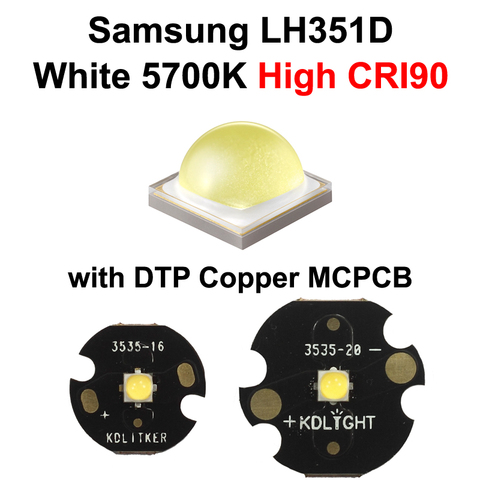 Samsung LH351D Белый светодиодный излучатель 5700K CRI90 (SPHWHTL3DA0GF4QTW6) с KDLITKER 16 мм/20 мм DTP медная MCPCB ► Фото 1/6