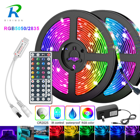 5 м 10 м 15 м 20 м Светодиодная лента 5050 2835 IP20 RGB Светодиодная лента гибкая лента 12 В постоянного тока RGB Диодная лента ИК контроллер адаптер ► Фото 1/6