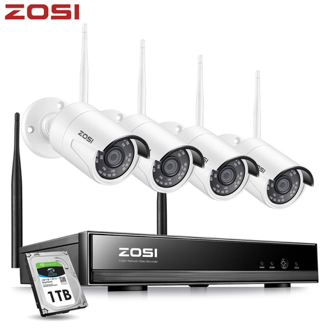 ZOSI 8CH Беспроводная CCTV система H.265 + 1080P NVR 2CH/4CH 2MP IR-CUT наружная CCTV камера IP система безопасности комплект видеонаблюдения ► Фото 1/6