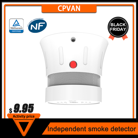 Оригинальный CPVan FSD001 Беспроводной детектор дыма безопасности пожарная защита EN14604 CE сертифицированный 5 лет Срок службы батареи дымовая сиг... ► Фото 1/6