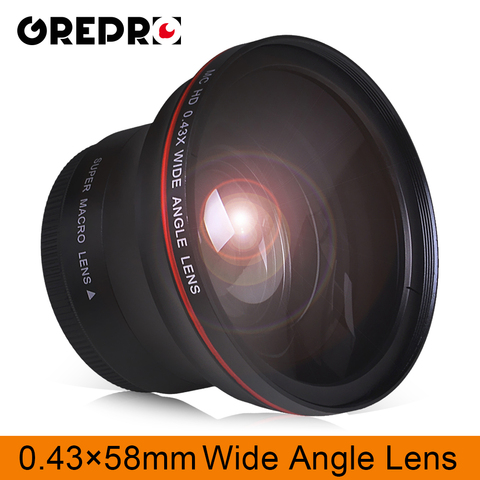 Профессиональный широкоугольный объектив HD 58 мм 0,43x (с макрочастью) для Canon EOS Rebel 77D T7i T6s T6i T6 T5i T5 T4i T3i SL2 60D 7D ► Фото 1/6