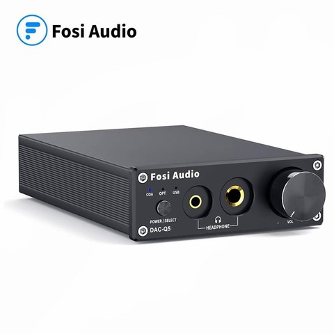 Преобразователь Fosi Audio Q5 DAC USB, цифровой в Аналоговый адаптер, декодер, усилитель для наушников и мини стереопредусилитель, усилитель ► Фото 1/6