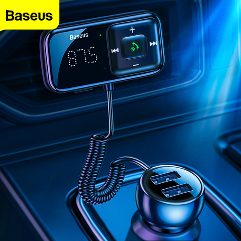 Автомобильный fm-передатчик Baseus Bluetooth 5,0 3.1A USB Автомобильное зарядное устройство AUX Handsfree беспроводной автомобильный комплект Авто fm-радио мо... ► Фото 1/6