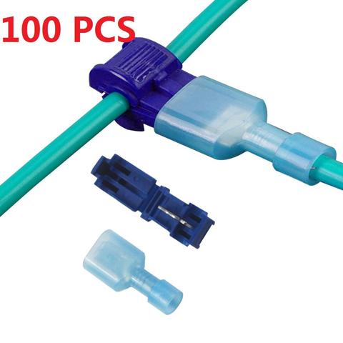 100 шт. (50 комплектов), Т-образный разъем для электрического кабеля, быстрая стандартная клемма для проводов 0,5-4 мм², соединение проводов AWG 22-18/12-14 ► Фото 1/6