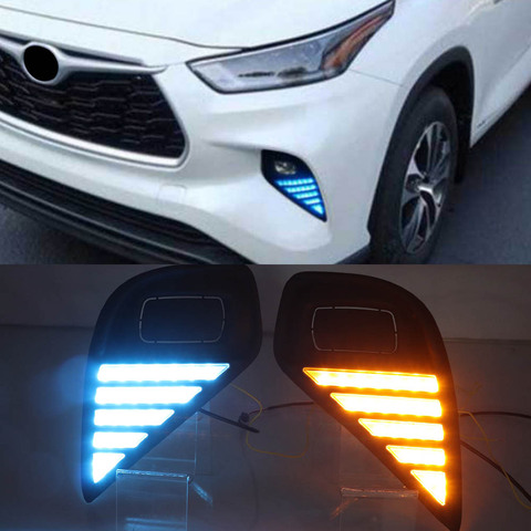 1 пара Автомобильный светодиодный головной светильник s для Toyota Highlander 2022 Светодиодный дневной светильник s указатель поворота DRL Дневной светильник Авто противотуманных фар ► Фото 1/6