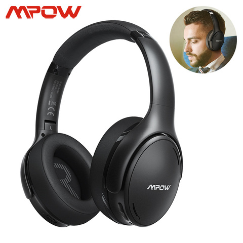 Mpow H19 IPO Bluetooth 5,0, легкие наушники с активным шумоподавлением, беспроводная гарнитура CVC 8,0, микрофон, 30 часов воспроизведения, быстрая зарядка ► Фото 1/6