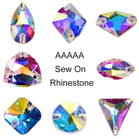 Кристаллы AB большого размера, 8 форм, качество AAAAA, кристаллы для шитья, стразы для изготовления одежды, украшения для украшений, B3933 ► Фото 1/6