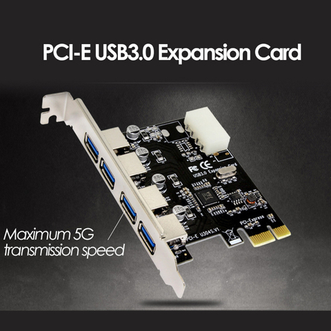 Карта расширения UTHAI 4-port USB 3,0 PCI-e, PCI Express PCIe USB 3,0, адаптер концентратора 4-port USB 3 0 PCI E PCIe Express 1x ► Фото 1/2