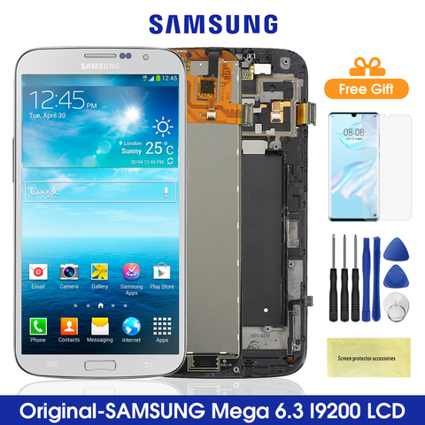 ЖК-дисплей с сенсорным экраном и дигитайзером для SAMSUNG Galaxy Mega 6,3 i9200 i9205, запчасти для ЖК-экрана Samsung galaxy i9200 ► Фото 1/6