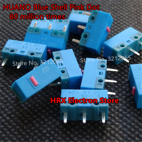 10 шт. HUANO Blue Shell Pink Dot mouse micro switch, срок службы кнопки 80 миллионов ► Фото 1/1