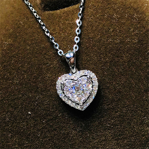 Роскошное женское ожерелье с белым кристаллом, винтажное свадебное ожерелье серебряного цвета для женщин, модное ожерелье с цепочкой в виде любовного сердца ► Фото 1/5