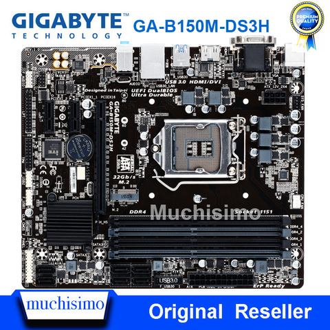 Десктопная Материнская плата GIGABYTE, LGA1151 DDR4 32G Micro-ATX, Φ B150M DS3H USB3.0 SATA3, б/у оригинальная материнская плата ► Фото 1/6