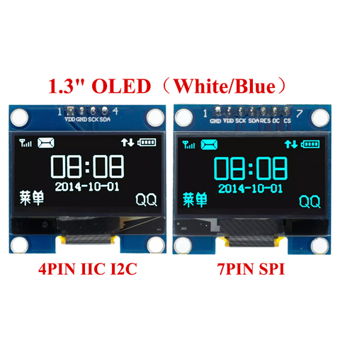 O-модуль светодиодный, 1,3 дюйма, 1,3 дюйма, 1,3 x SPI/IIC I2C ► Фото 1/6