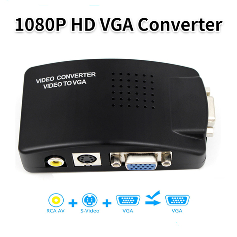 Преобразователь AV VGA 3RCA S-Video VGA в VGA адаптер 1080PHD видео преобразователь для ПК к телевизору ► Фото 1/6