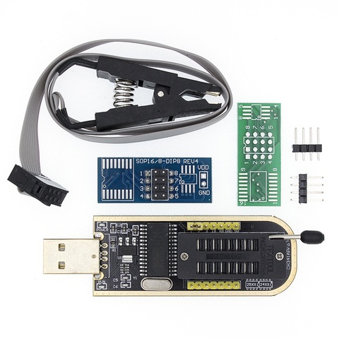 USB-программатор CH341A 24 25 серия EEPROM, модуль программатора с флэш-BIOS + зажим SOIC8 SOP8 для проверки EEPROM 93CXX / 25CXX / 24CXX ► Фото 1/6