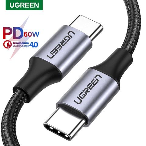 Кабель Ugreen с USB C на USB Type C для Samsung S20 Huawei, кабель быстрой зарядки 4,0 PD 60 Вт для MacBook Pro iPad 2022, зарядный USB-провод ► Фото 1/6