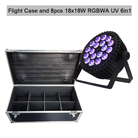 F светильник чехол с 8 шт. 18x12 Вт 4 в 1 Led Par Светильник 18x18 Вт RGBWA UV 6 в 1 DMX сценический DJ светильник для дискотеки, бара, для мероприятий ► Фото 1/6