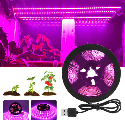 Светодиодный фитолампа полного спектра для выращивания растений, USB СВЕТОДИОДНЫЙ светильник 0,5 м, 1 м, 1,5 м, 2 м, 3 м, 2835 SMD светодиодный фитолампа для выращивания растений в теплице ► Фото 1/6