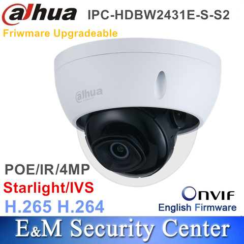 Оригинальный dahua IPC 4MP IPC-HDBW2431E-S-S2 Замена IPC-HDBW4433R-S WDR IR IVS starlight POE Мини купольная сетевая камера ► Фото 1/1