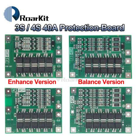 Защитная плата литий-ионной батареи 3S/4S 40A 60A 18650 PCB BMS для двигателя перфоратора 11,1 V 12,6 V/14,8 V 16,8 V с увеличением/балансиром ► Фото 1/6