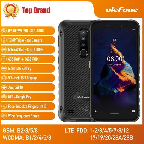Ulefone Power X8 Android10 5,7-дюймовый мобильный телефон, 4 Гб Оперативная память + 64 Гб Встроенная память Восьмиядерный NFC мобильный телефон 4G Водонепроницаемый прочный Смартфоны ► Фото 1/6