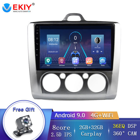 EKIY 8-ядерный автомобильный радиоприемник, мультимедийный видеоплеер для Ford Focus 2 Mk2 2004-2011 DSP Android 9,0 36EQ DSP Wifi 360 с камерой птичьего вида ► Фото 1/6