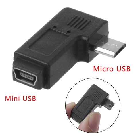 90 ° левый и правый угловой мини USB 5-контактный гнездовой адаптер синхронизации данных Micro USB ► Фото 1/6