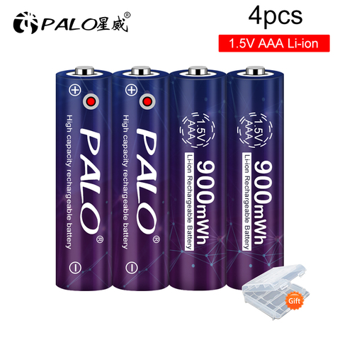 PALO для AAA1.5V батарея перезаряжаемая батарея 900mah 1,5 V Новая литий-ионная aaa аккумуляторная батарея и чехол usb зарядное устройство ► Фото 1/6