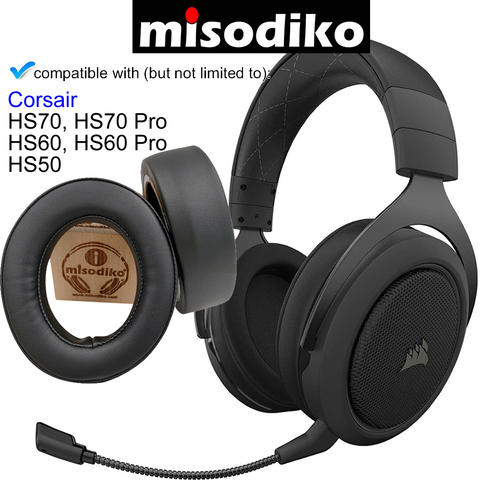 Сменные амбушюры misodiko для игровой гарнитуры Corsair HS70 HS60 Pro HS50, ремонтные амбушюры для наушников с пластиковым кольцом ► Фото 1/6