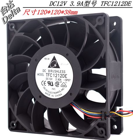 TFC1212DE 120 мм DC 12V 5200RPM 252CFM для биткоина шахтера мощный чехол для сервера осевой вентилятор охлаждения ► Фото 1/2