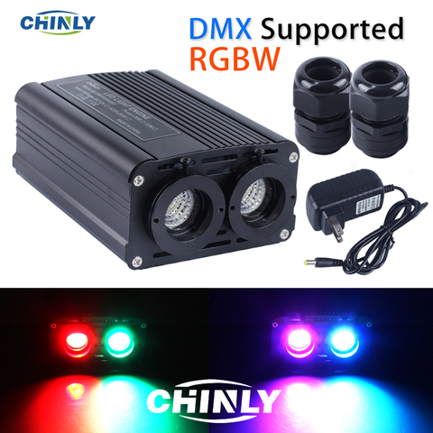 DMX512 волоконно-оптический двигатель 32 Вт RGBW светодиодный двойной источник света головки с RF контроллером для декоративного освещения ► Фото 1/6