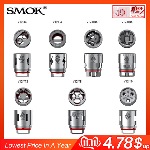 3 шт. оригинальная испарительная головка SMOK TFV12 V12 T12 Q4 T6 X4 T8 RBA, сопротивление Core DS, двойной сменный резистор для бака атомайзера TFV12 ► Фото 1/6