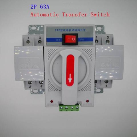 2P 63a 230 В тип MCB белый двойной переключатель питания автоматический трансферный переключатель Номинальная частота 50/60 Гц Номинальное напряж... ► Фото 1/5