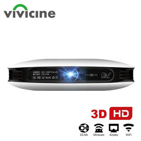 Проектор Vivicine 1080p 3D 4K, проектор для домашнего кинотеатра, Android, Wi-Fi, HDMI, USB, Full HD, 12000 мАч ► Фото 1/6