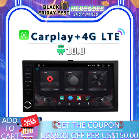 Carplay 2din DSP Android 10,0 4 Гб + 64 ГБ Автомобильный dvd-плеер GPS карта Bluetooth 5,0 RDS радио для KIA Cerato Sportage Sorento spectra ► Фото 1/6