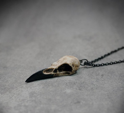 Мини Ворон череп ожерелье смола Реплика Ворон Magpie Crow Poe стимпанк подарок идея зомби подарок, 1,5
