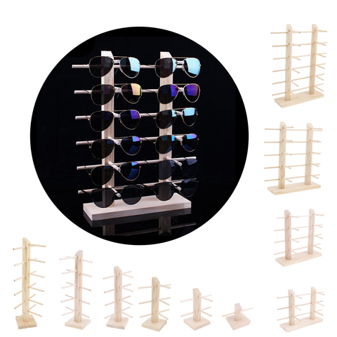 Деревянная подставка для очков и солнцезащитных очков, стойка-органайзер для очков, одинарная/двойная линия, несколько размеров для 1-12 пар ► Фото 1/6