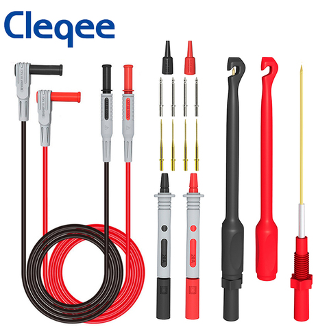 Cleqee P1033B 16 шт. мультиметр Тесты приводит комплект с 4 мм разъемы с вилками типа «банан», ведет пирсинг с защитой от проколов зонды Автомобильная Тесты кабели зондов ► Фото 1/5