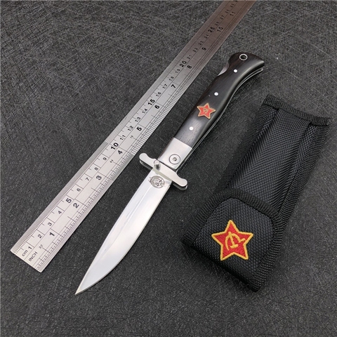 Ручной складной карманный нож Finka NKVD KGB для повседневного использования с домкратом, черное дерево, лезвие 440C, ножи для кемпинга на открытом воздухе с зеркальной отделкой ► Фото 1/6