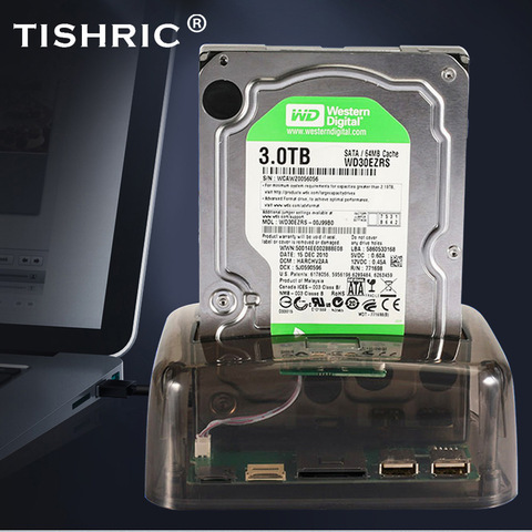 Внешний жесткий диск TISHRIC 2,5 3,5/диск/SATA/IDE/Dual/SSD/HDD док-станция USB 3,0 eSATA HD кардридер/корпус/коробка для ноутбука ► Фото 1/6