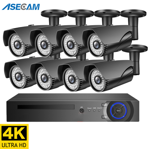 4K 8MP Камера Видеонаблюдения Набор H.265 домашняя система видеонаблюдения серая металлическая IP камера Открытый POE NVR набор для записи ► Фото 1/3