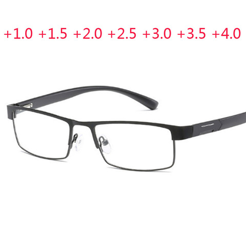 Мужские очки из сплава для дальнозоркости, полностью металлические очки для чтения + 1,0 + 1,5 + 2,0 + 2,5 + 3,0 + 3,5 + 4,0 ► Фото 1/6