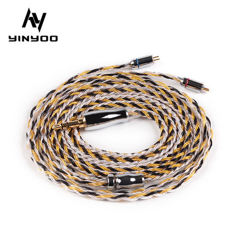 Yinyoo 16 ядра Модернизированный посеребренный Медь кабель 2,5/3,5/4,4 мм с MMCX/2pin/QDC TFZ разъем для KZ ZS10 ZSN Pro AS16 ZSX ► Фото 1/6