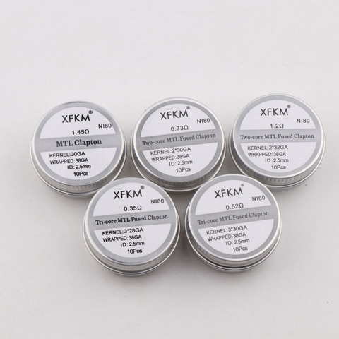 Новинка XFKM 10 шт./кор. NI80/A1/SS316L MTL Clapton готовые катушки для MTL RDA RTA RBA мод нагревательный провод ► Фото 1/6