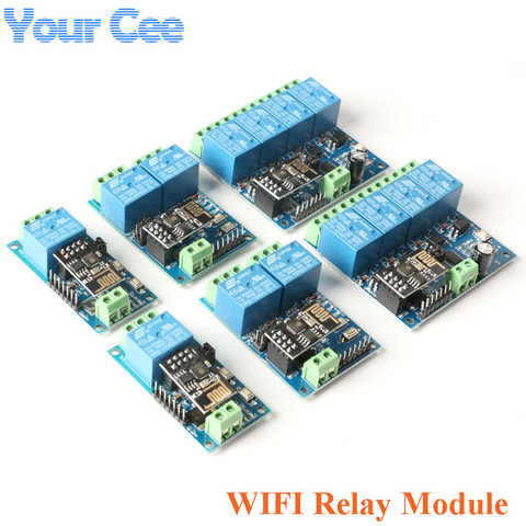 ESP8266 5 в 12 в 1, 4-Канальный Релейный модуль Wi-Fi, умный дом, пульт дистанционного управления, переключатель ESP01, Wi-Fi, беспроводной модуль, приложен... ► Фото 1/6