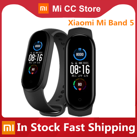 В наличии умный Браслет Xiaomi Mi Band 5 Смарт-браслет сердечного ритма фитнес-трекер Bluetooth спортивный браслет с органическими светодиоидами Mi 5 ► Фото 1/6