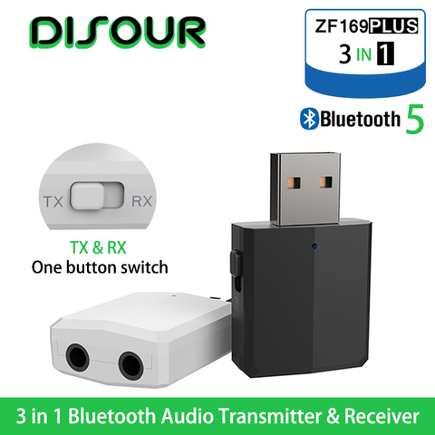 Bluetooth передатчик DISOUR 5,0 USB, приемник-передатчик, ТВ-мини 3 в 1 3,5 мм AUX Hi-Fi стерео аудио беспроводной адаптер, ключ для автомобильного комплекта, ... ► Фото 1/6