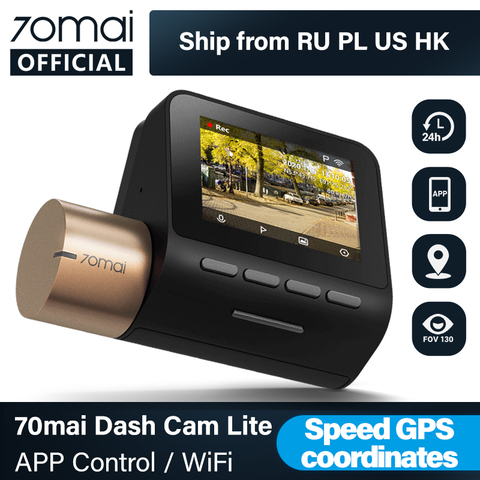 70mai видеорегистратор Lite 1080P GPS Функция скорости 70 mai камера Lite 24H монитор парковки 1080P 130FOV ночное видение 70MAI Wifi автомобильный видеорегистрато... ► Фото 1/6